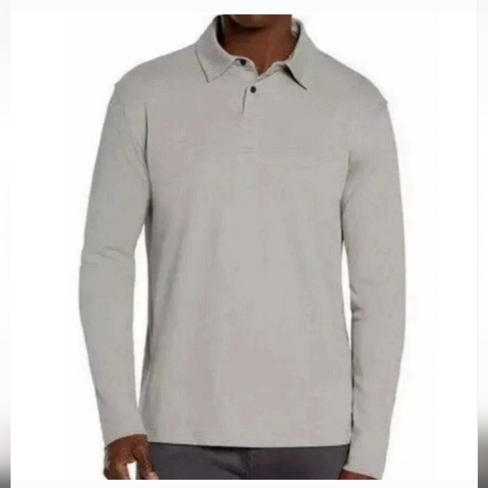 NWT Men's Banana‎ Republic Long Sleeve Luxe Polo Shirt Grey M